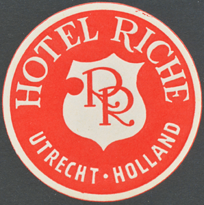 711292 Sluitzegel van Hotel Riche, [Vredenburg 21] te Utrecht.